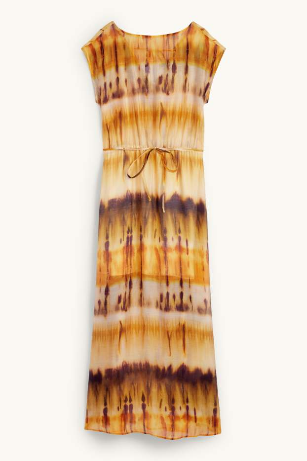 Femmes - Robe fendue  - à motif - orange