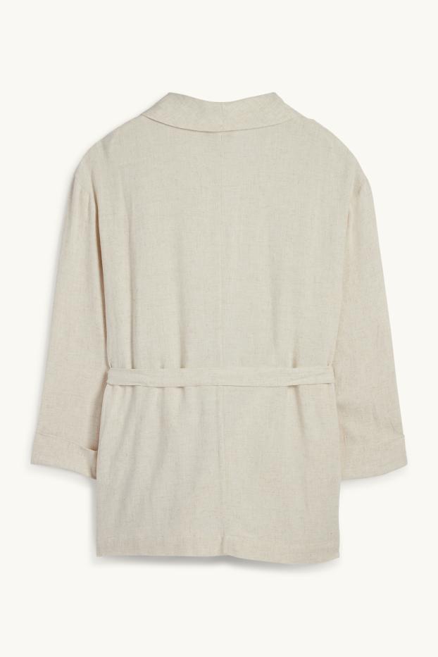 Donna - Blazer lungo con componente di lino - relaxed fit - beige chiaro