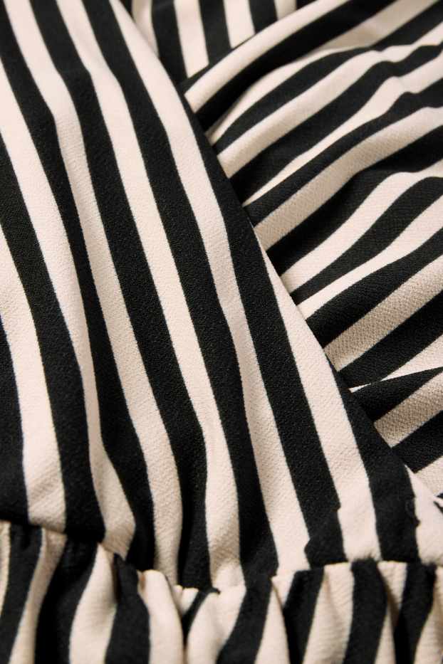 Women - Wrap dress - striped - black / beige
