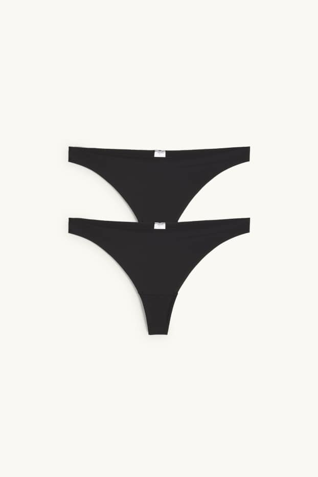 Femmes - Lot de 2 - strings invisibles - noir
