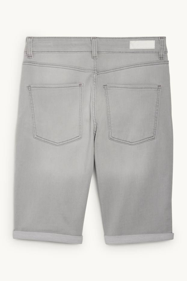 Damen - Jeans-Bermudas - Mid Waist - LYCRA® - helljeansgrau