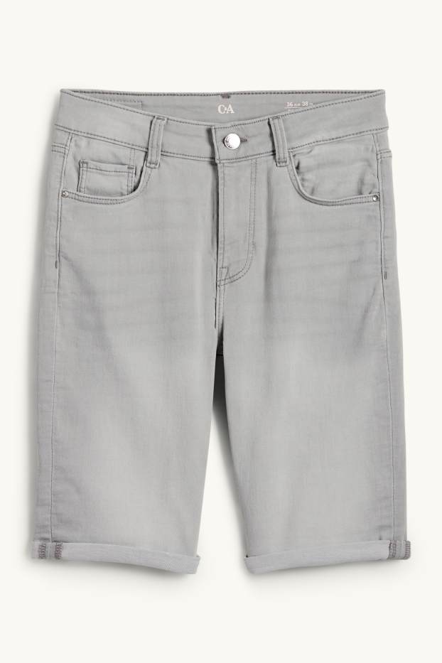 Damen - Jeans-Bermudas - Mid Waist - LYCRA® - helljeansgrau