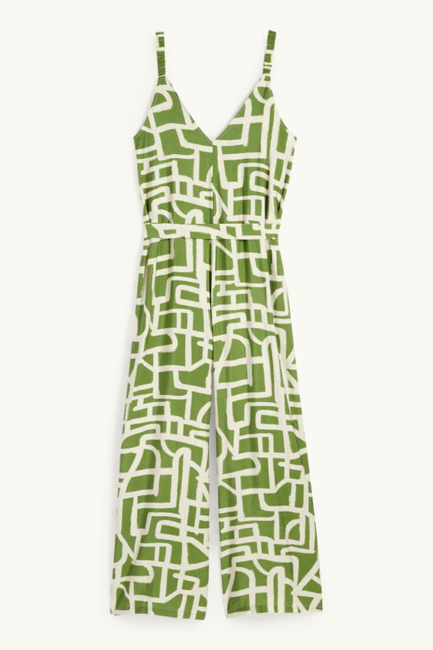 Femei - Salopetă - cu model - verde / bej