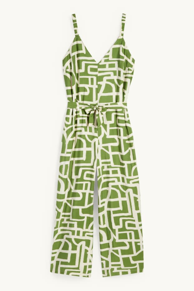 Femei - Salopetă - cu model - verde / bej