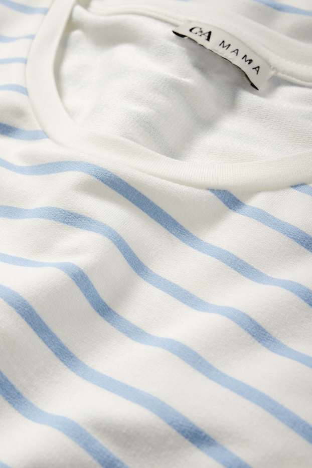 Women - Nursing T-shirt - striped - white / light blue