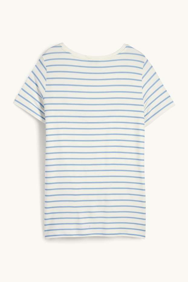 Women - Nursing T-shirt - striped - white / light blue
