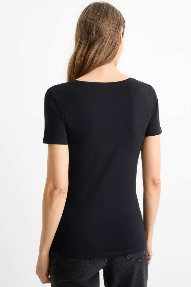 Damen - T-Shirt - Slim Fit - schwarz