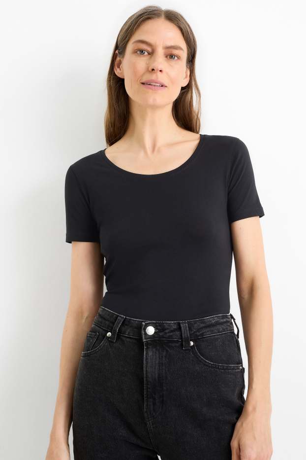 Damen - T-Shirt - Slim Fit - schwarz