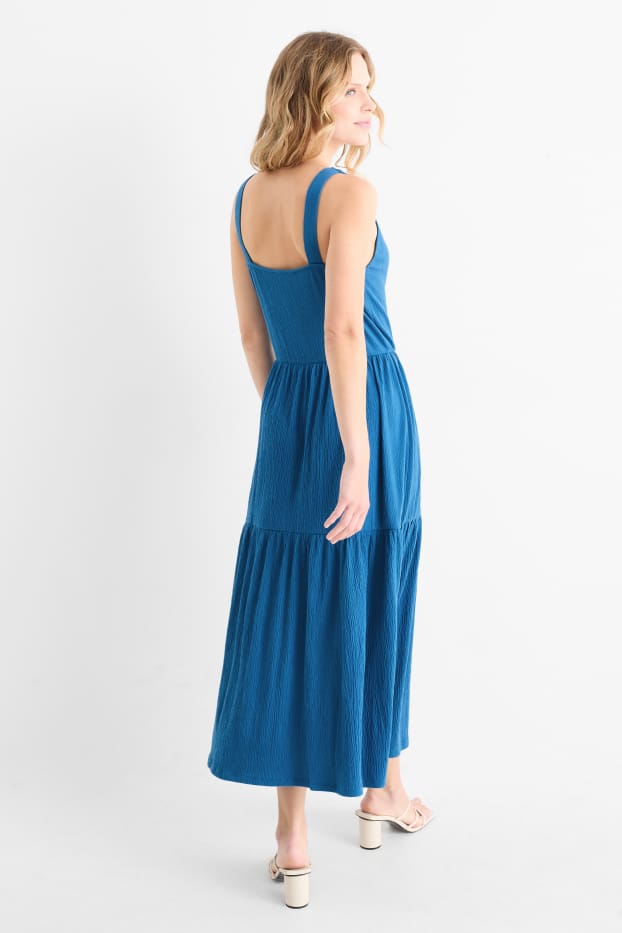 Damen - A-Linien Kleid - strukturiert - dunkelblau