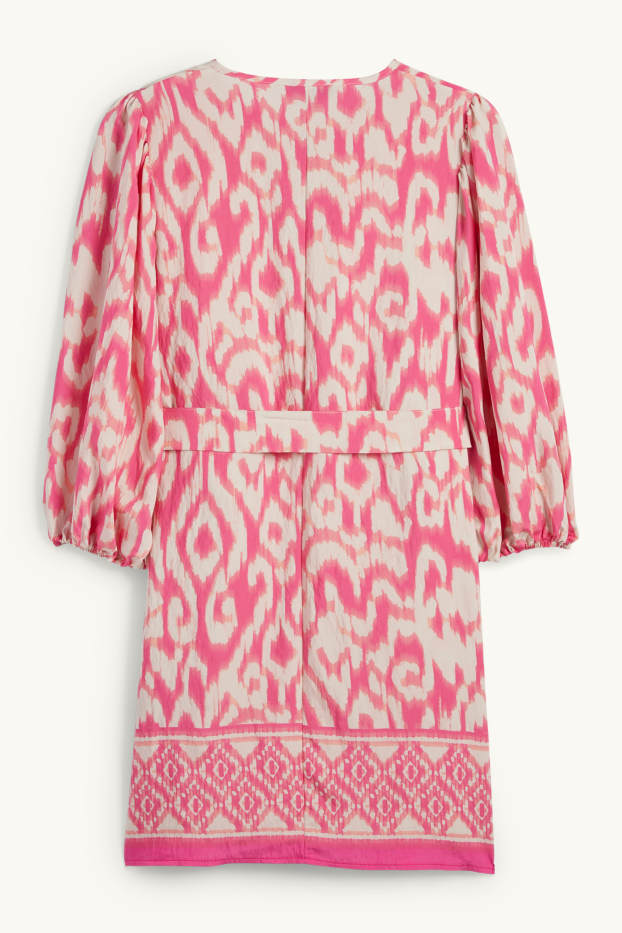 Femmes - Robe de coupe évasée - à motif - blanc / rose