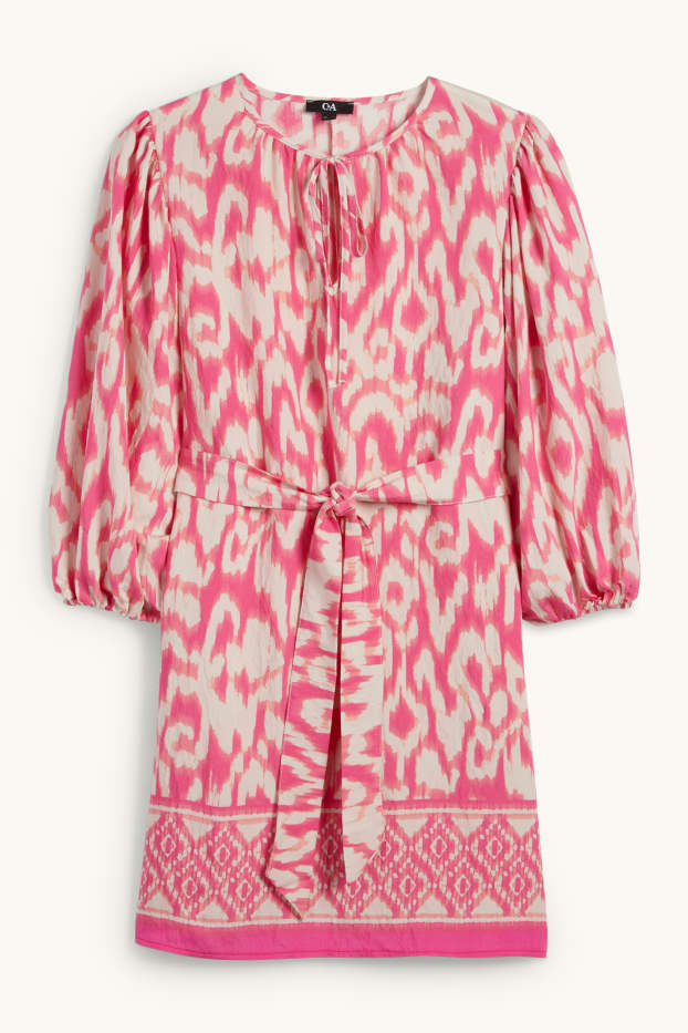 Femmes - Robe de coupe évasée - à motif - blanc / rose