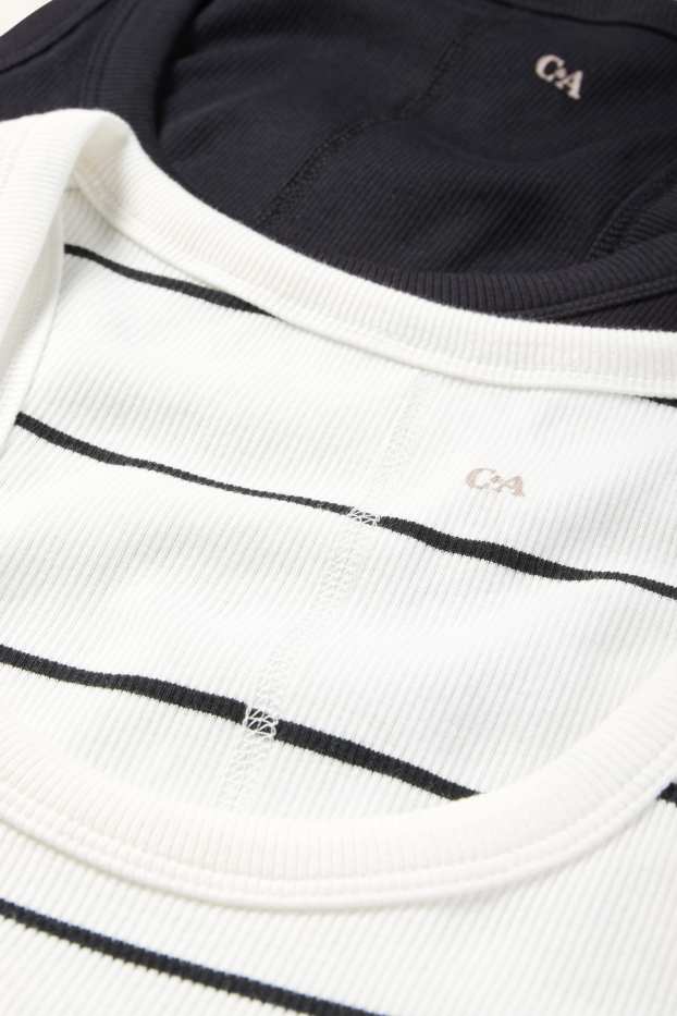 Donna - Confezione da 2 - top - a costine - bianco / nero