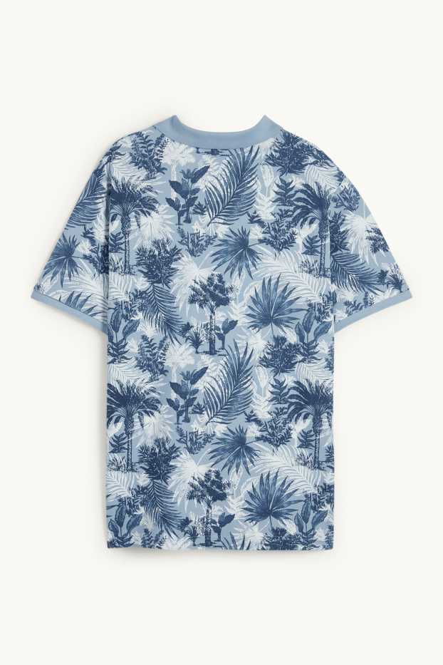 Hommes - Polo - à motif - bleu
