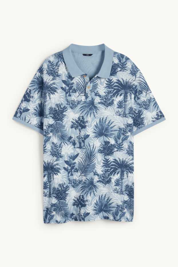 Hommes - Polo - à motif - bleu