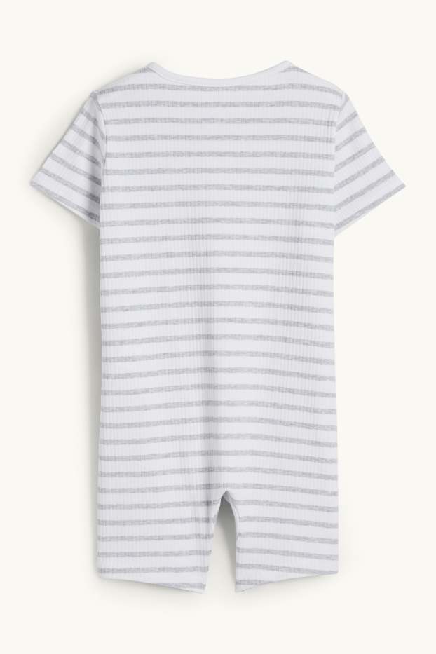 Unisex - Zebra - Baby-Schlafanzug - gerippt - gestreift - hellgrau
