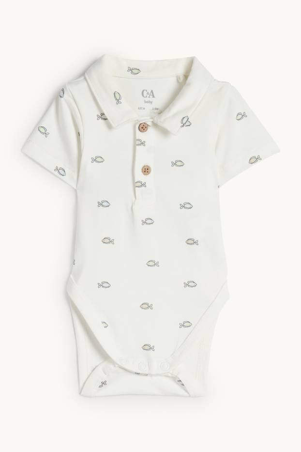 Baby Jungen - Fische - Baby-Outfit - 2 teilig - weiß