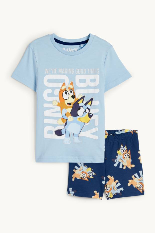 Kinder Jungen - Bluey - Shorty-Pyjama - 2 teilig - hellblau