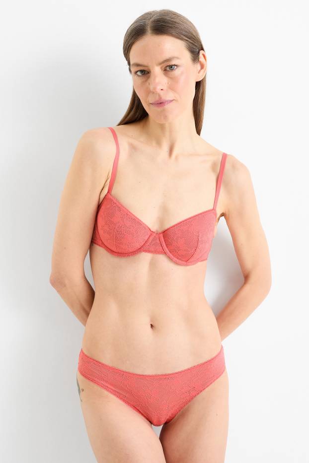 Damen - BH mit Bügel - DEMI - wattiert - lachsfarben