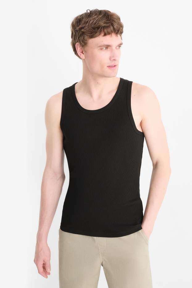Herren - Tank Top - Doppelripp - schwarz