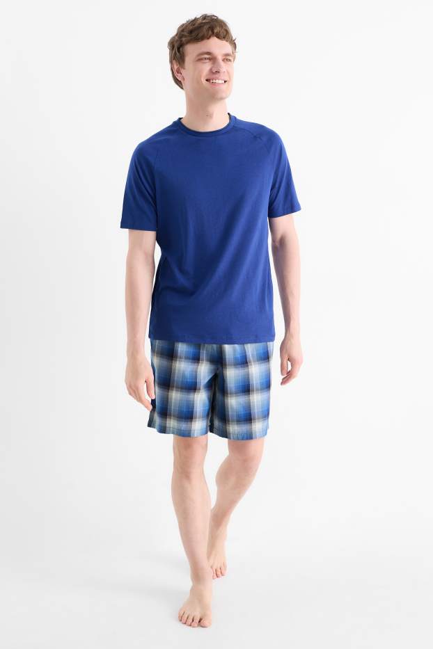 Herren - Shorty-Pyjama - blau