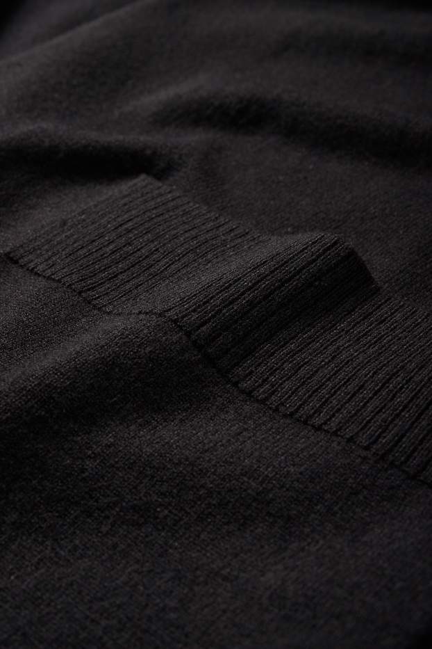 Dames - Lang gebreid vest - zwart