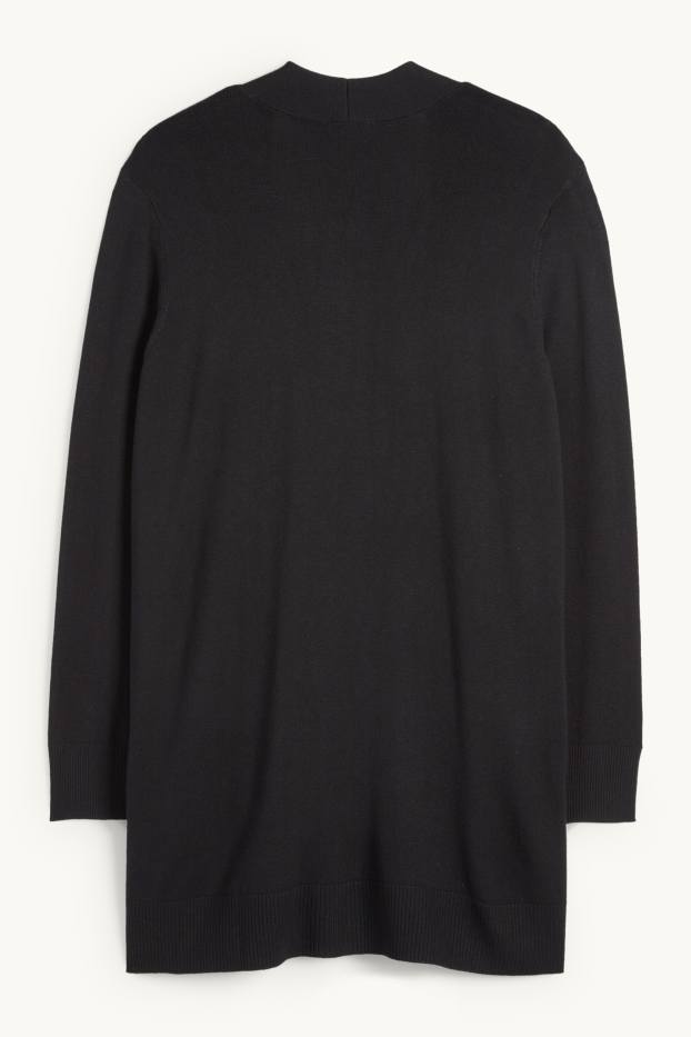 Dames - Lang gebreid vest - zwart