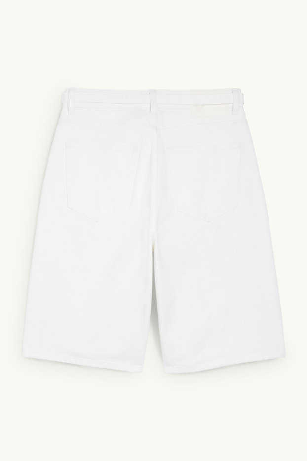Mujer - Bermuda vaquera con cinturón - mid waist - blanco