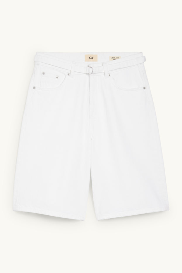 Mujer - Bermuda vaquera con cinturón - mid waist - blanco