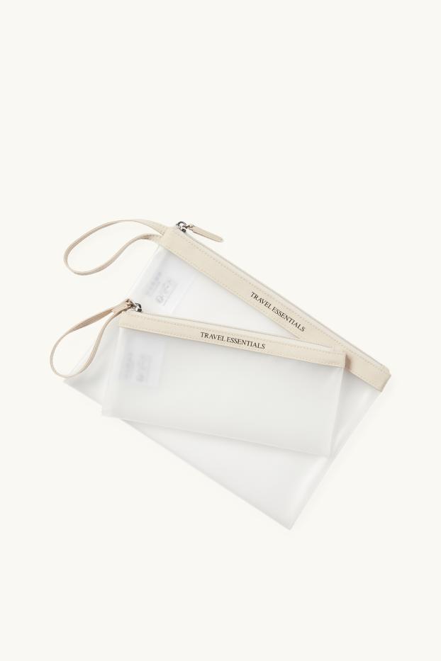 Women - Set - make-up bag - 2 piece - light beige