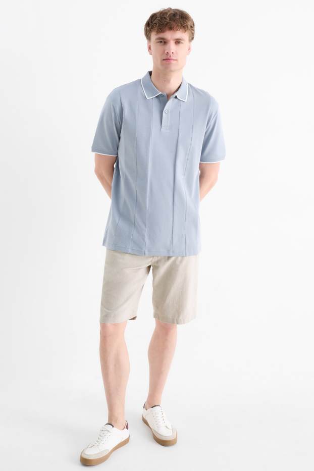 Men - Shorts with belt and linen content - light beige