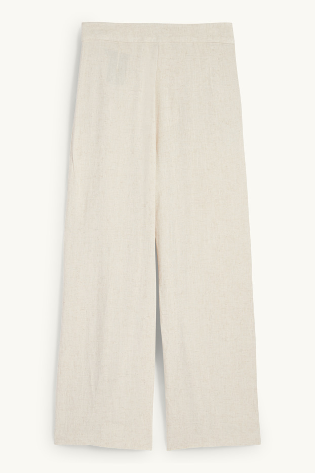 Damen - Business-Hose mit Leinen-Anteil - High Waist - Relaxed Fit - hellbeige