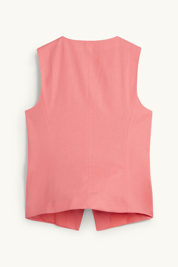 Damen - Weste - Tailored Fit - Leinen-Mix - pink