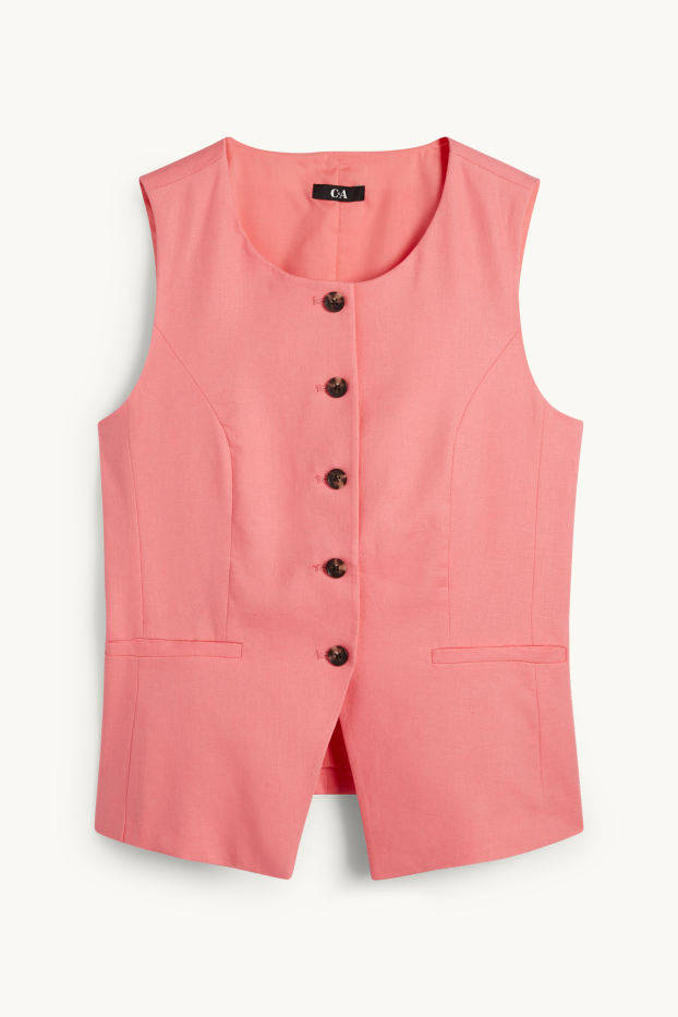 Damen - Weste - Tailored Fit - Leinen-Mix - pink