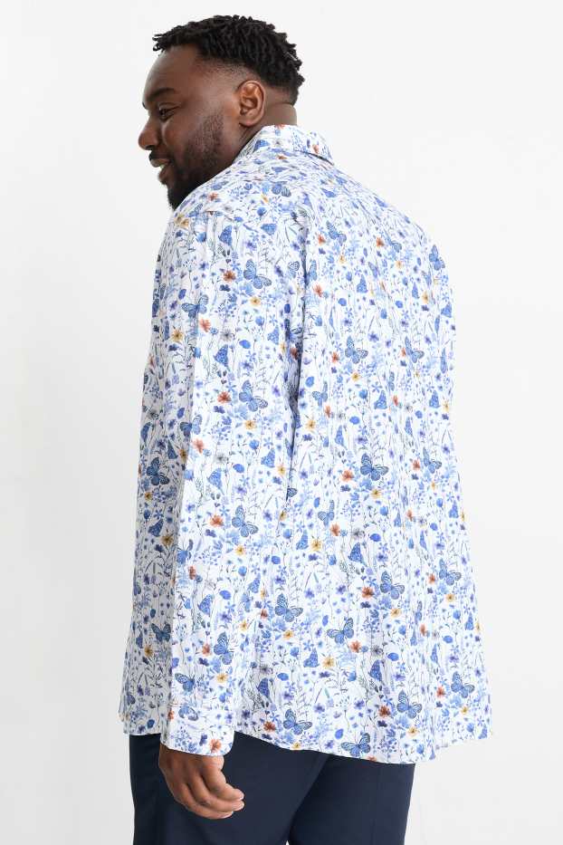 Men - Shirt - regular fit - button-down collar - patterned - blue