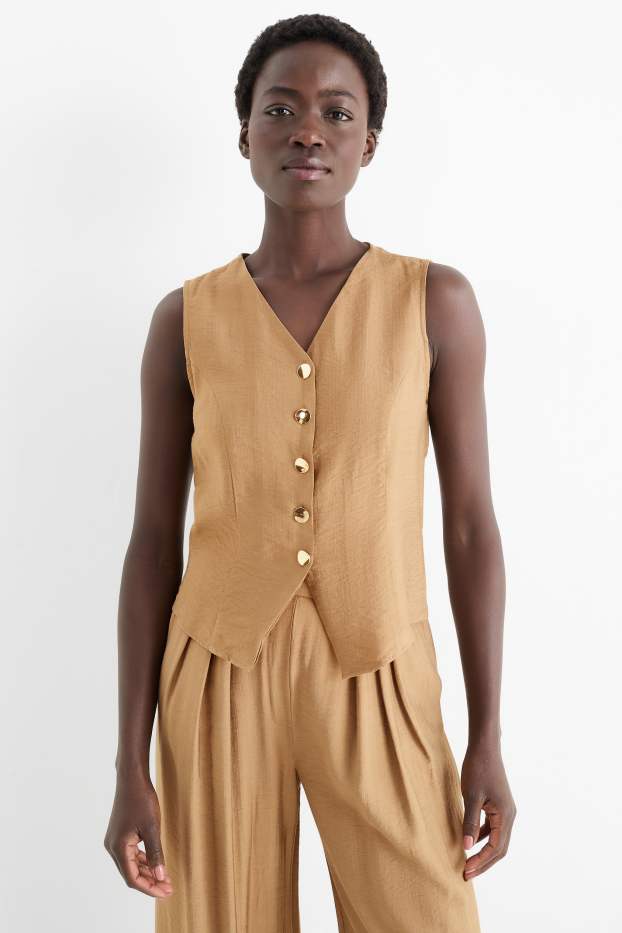 Femmes - Gilet dans manches - regular fit - marron clair