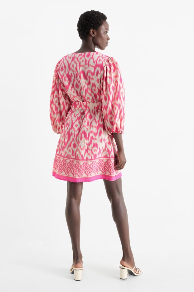 Femmes - Robe de coupe évasée - à motif - blanc / rose