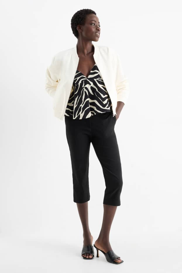 Mujer - Pantalón pirata - mid waist - slim fit - negro