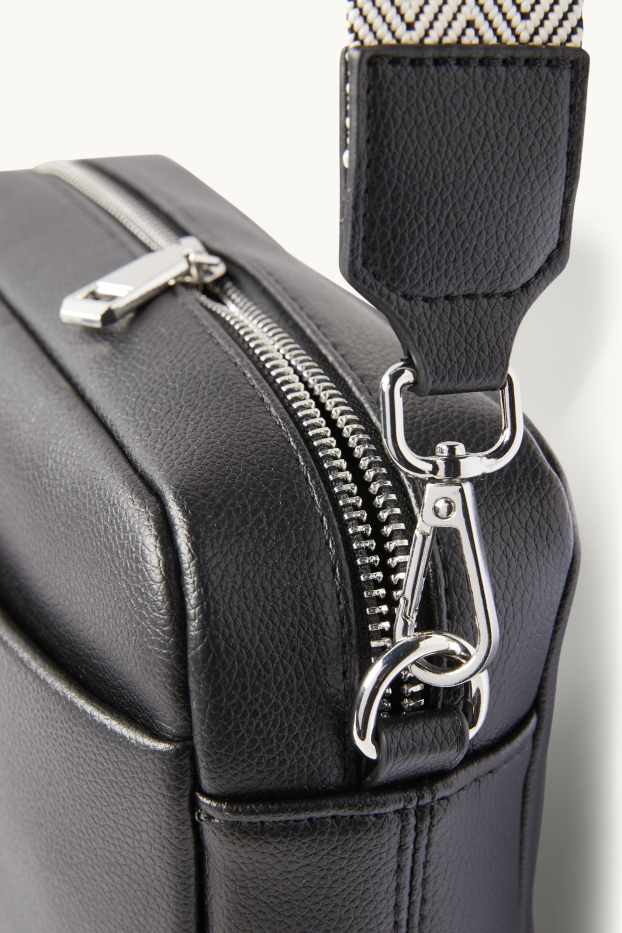 Dames - Schoudertas met afneembare draagriem - imitatieleer - zwart