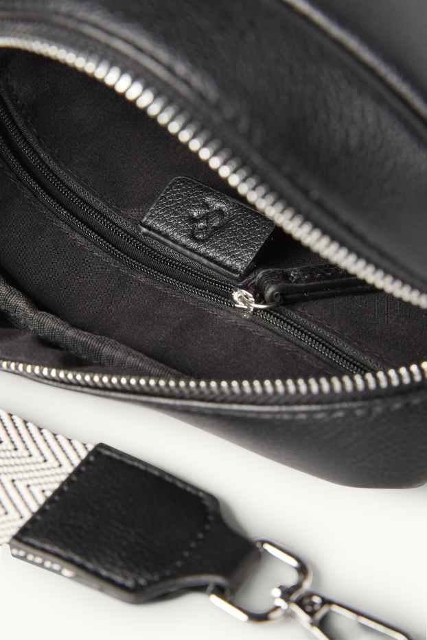 Dames - Schoudertas met afneembare draagriem - imitatieleer - zwart