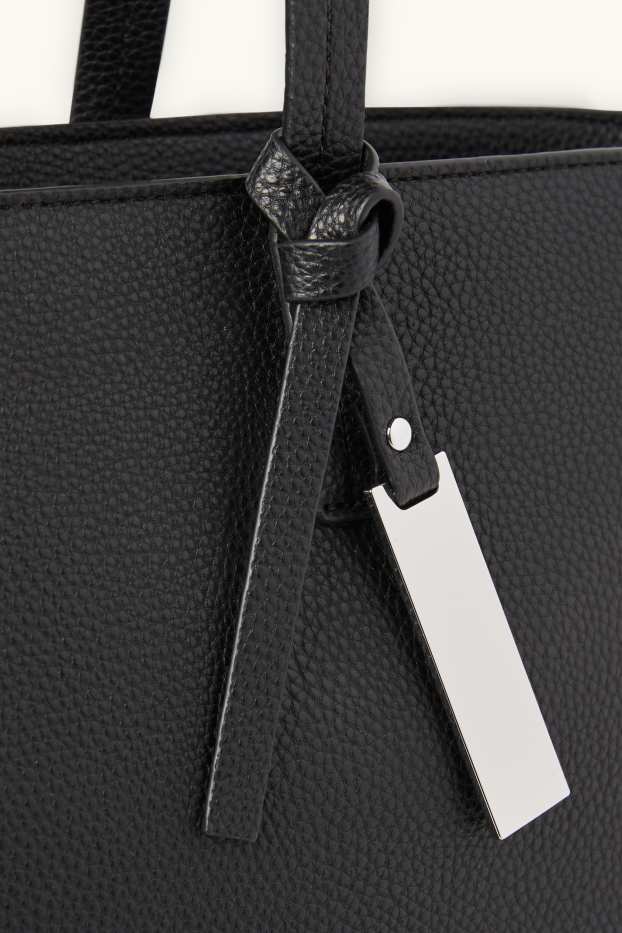 Dames - Grote shopper - imitatieleer - zwart