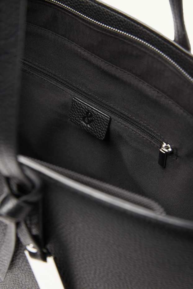 Dames - Grote shopper - imitatieleer - zwart