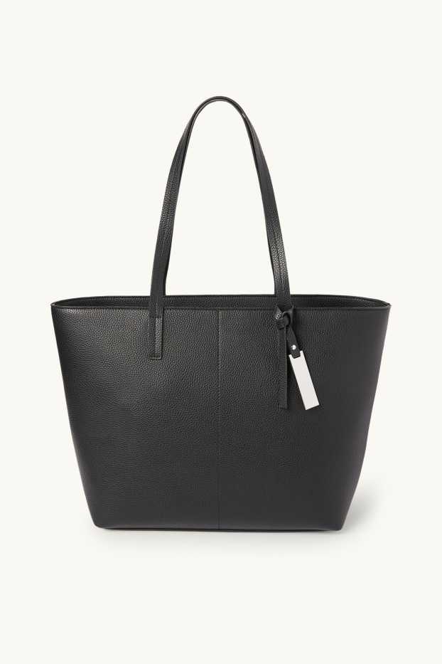 Dames - Grote shopper - imitatieleer - zwart