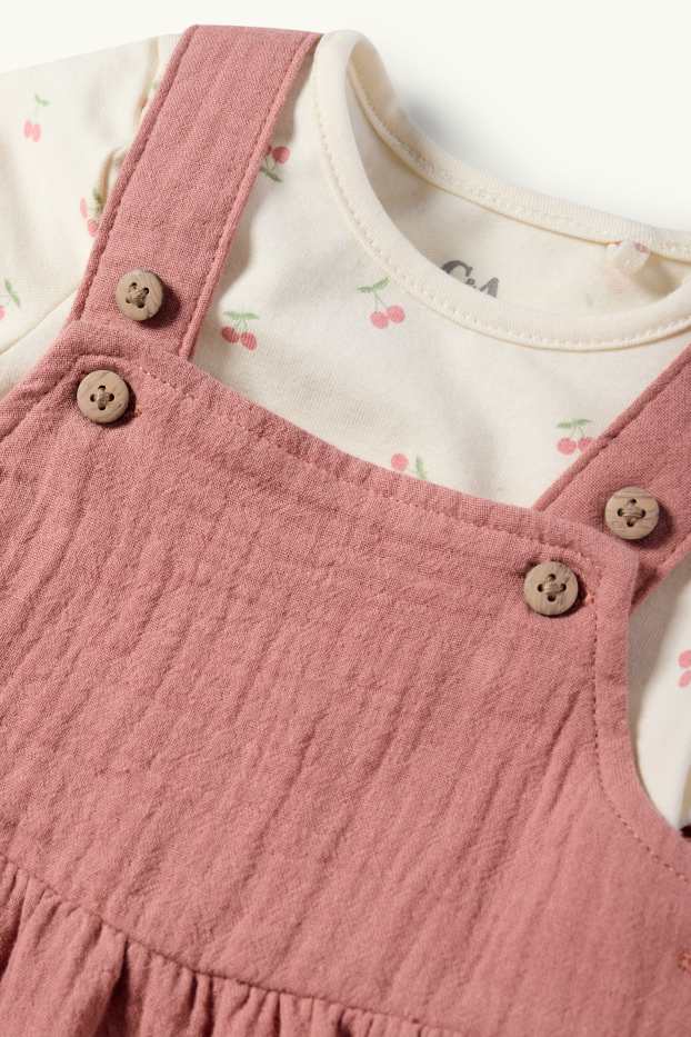 Baby Mädchen - Kirsche - Baby-Outfit - 2 teilig - dunkelrosa