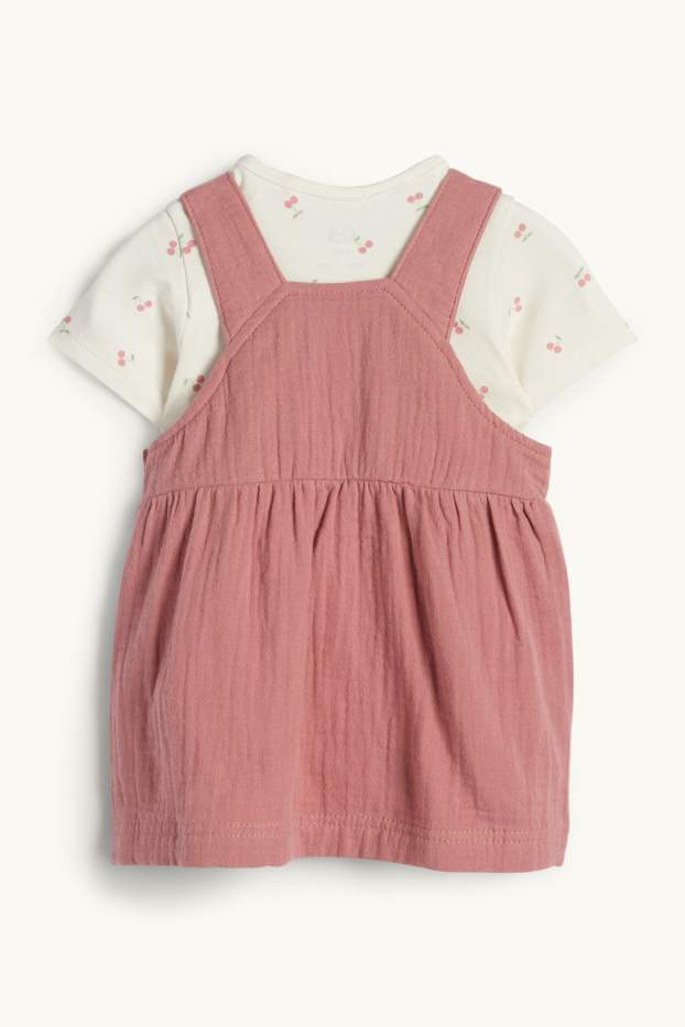 Baby Mädchen - Kirsche - Baby-Outfit - 2 teilig - dunkelrosa