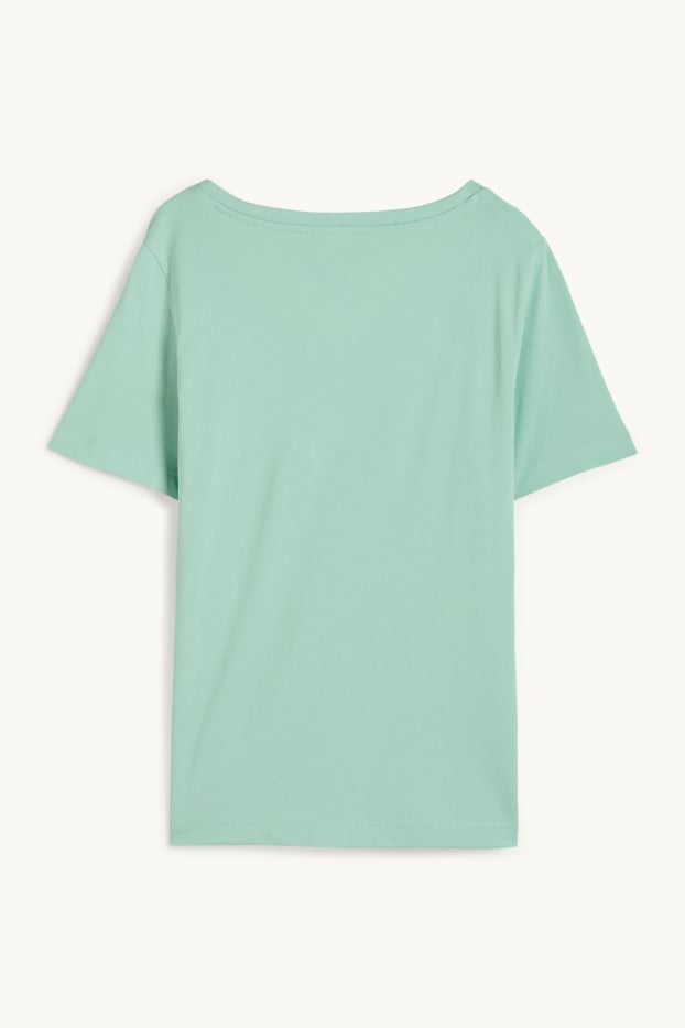 Damen - T-Shirt mit V-Ausschnitt - Regular Fit - mintgrün