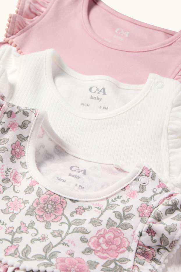 Baby Mädchen - Multipack 3er - Blümchen - Baby-Schlafanzug - pink