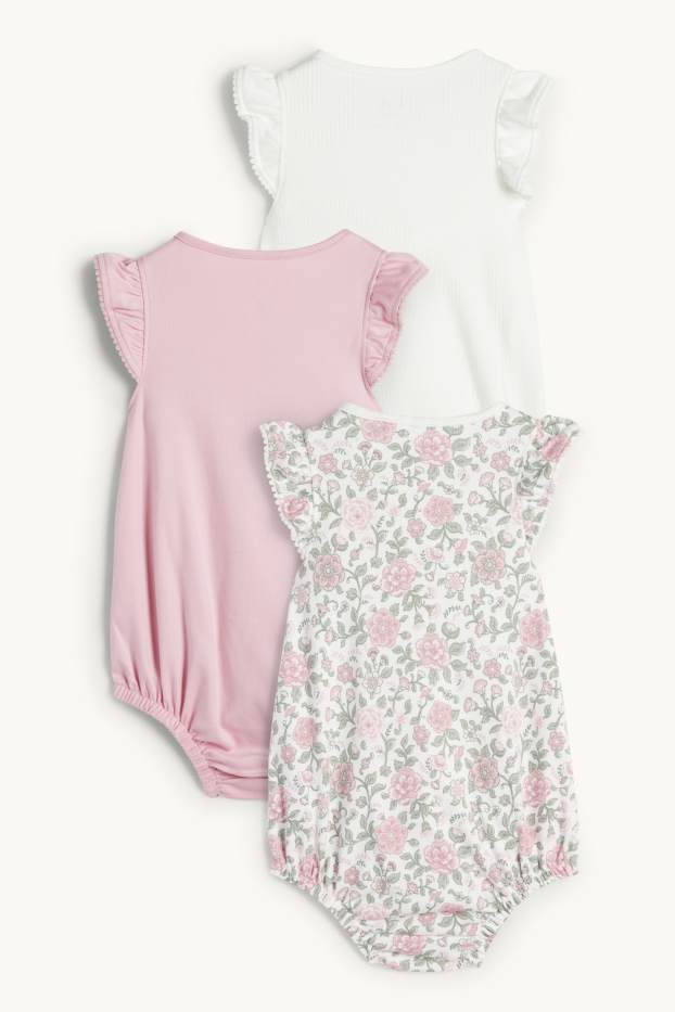 Baby Mädchen - Multipack 3er - Blümchen - Baby-Schlafanzug - pink