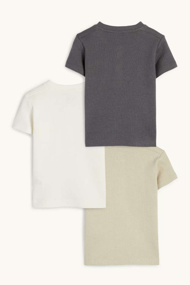 Baby Jungen - Multipack 3er - Baby-Kurzarmshirt - strukturiert - mintgrün