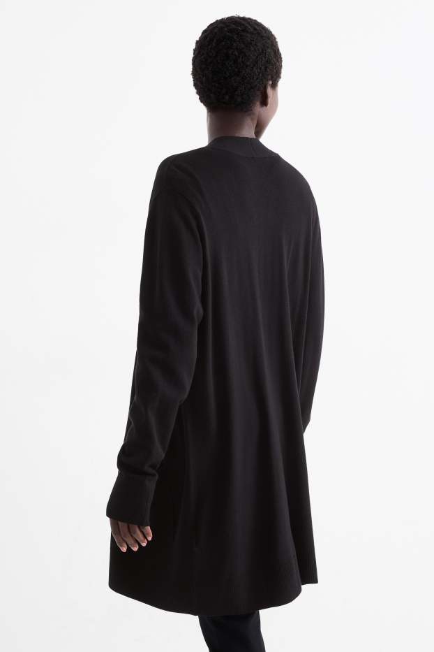 Dames - Lang gebreid vest - zwart