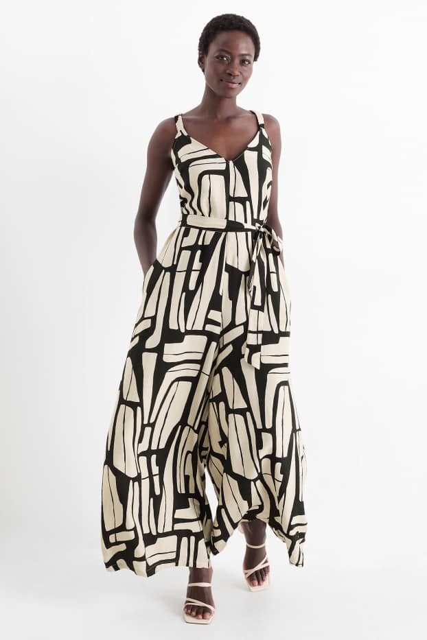 Femmes - Combinaison - à motif - noir / beige